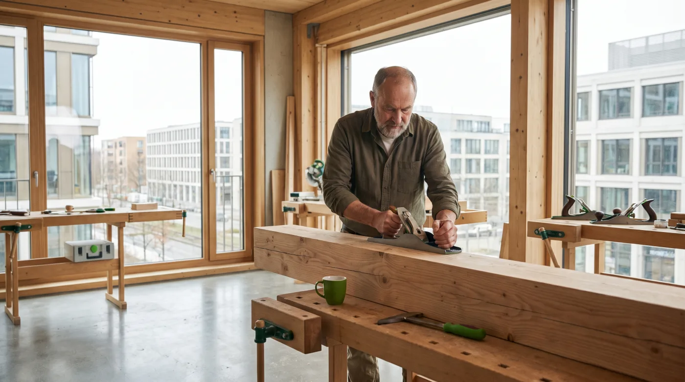 Handwerker bei der Arbeit in seiner Werkstatt