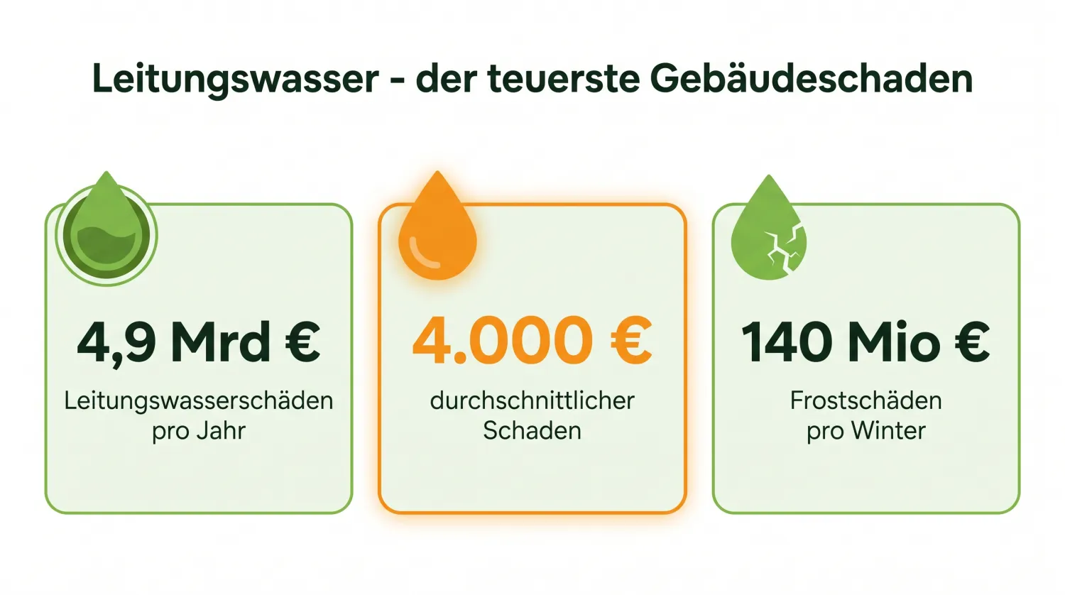 Infografik mit Statistiken zu Leitungswasserschäden