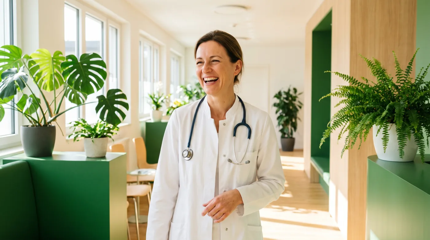 Ärztin mit Stethoskop in der Klinik