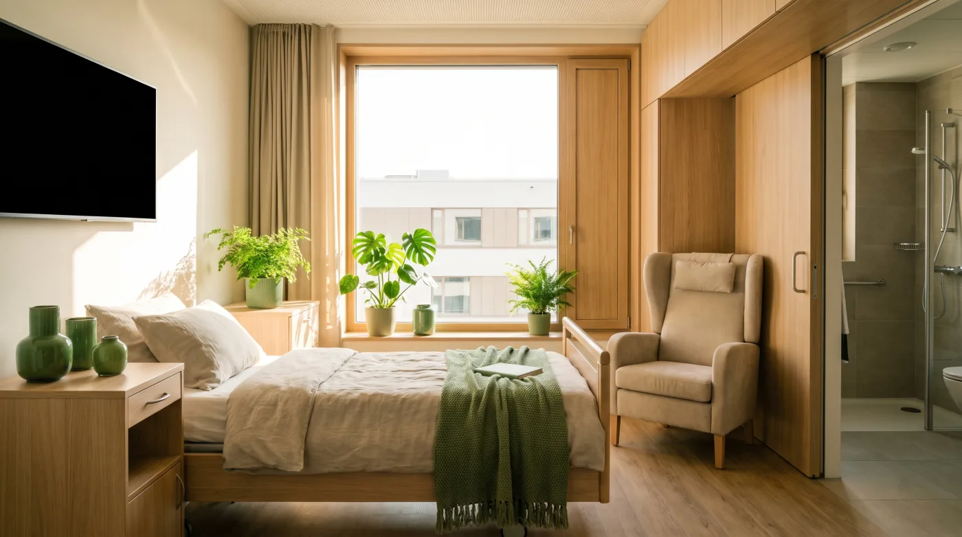 Modernes Einbettzimmer im Krankenhaus