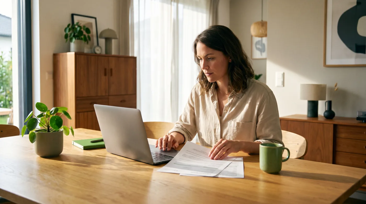 Person vergleicht zu Hause PKV-Tarife am Laptop