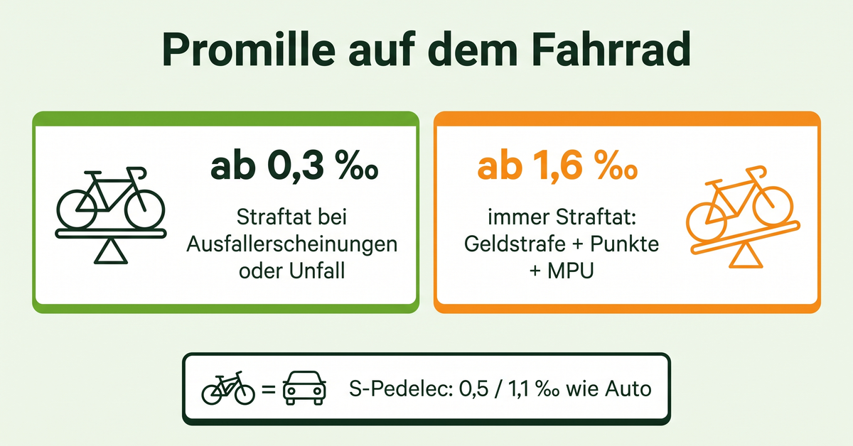 Infografik: Promillegrenzen und Folgen für Radfahrer