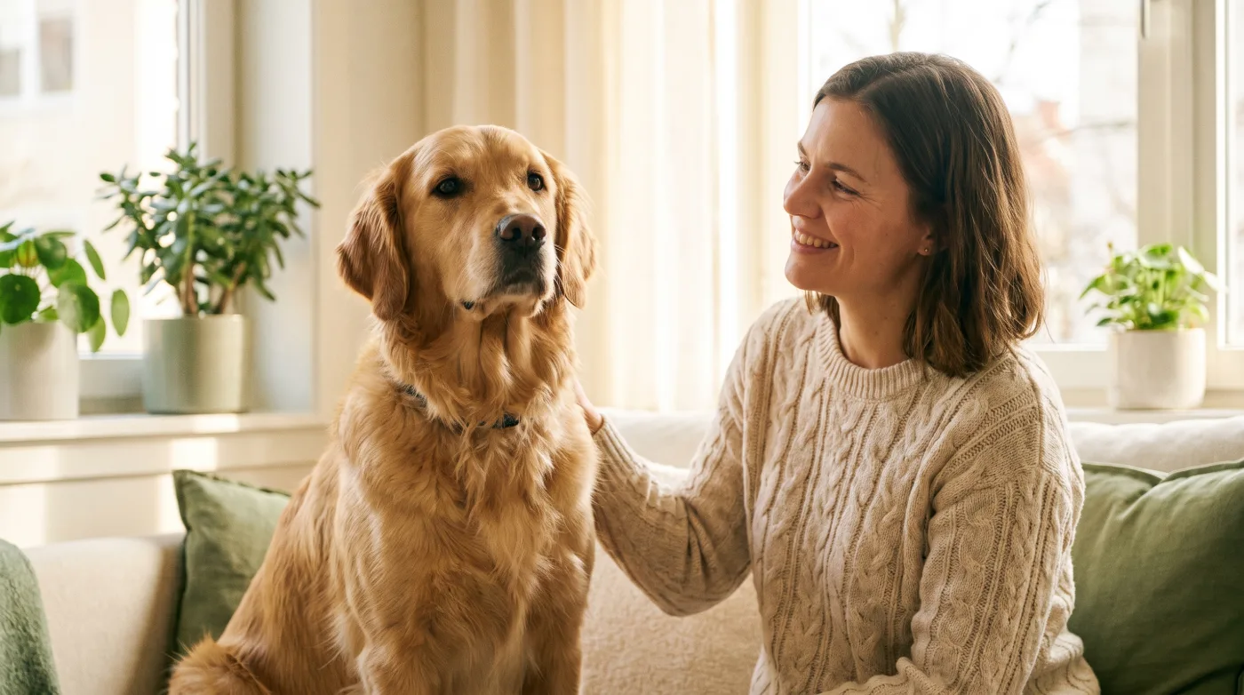 Therapiehundeführer mit ruhigem Therapiehund im Einsatz – Berufshaftpflicht für tiergestützte Arbeit