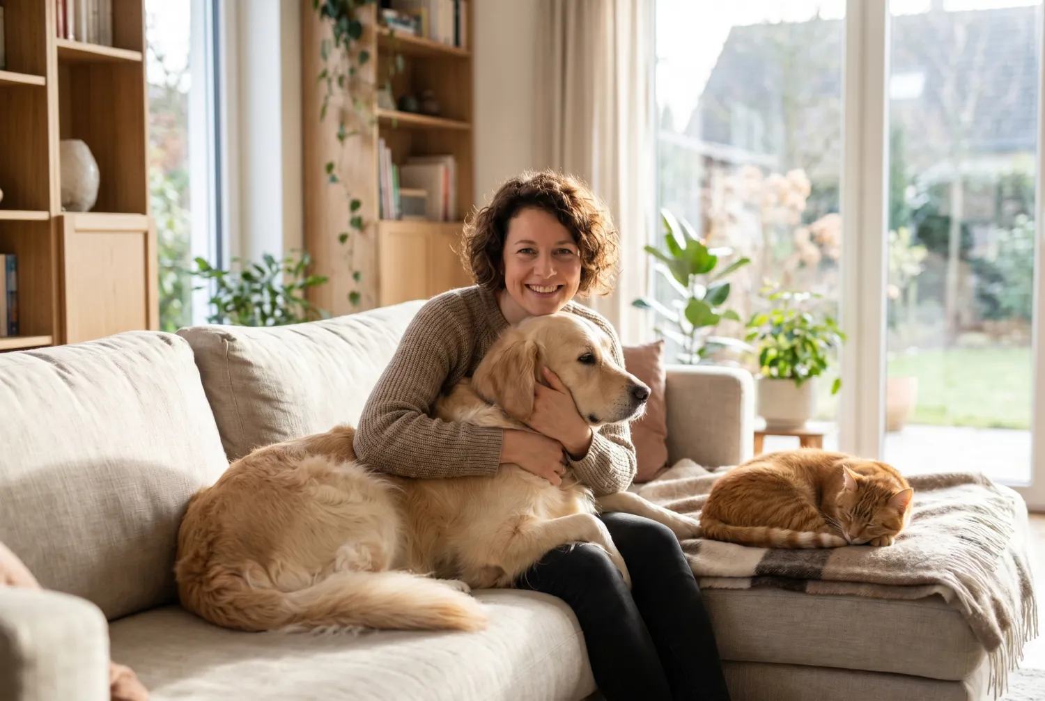 Halter mit Hund und Katze