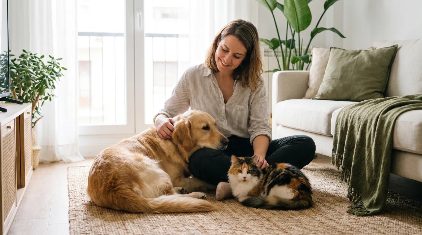 Tiersitter betreut einen Hund und eine Katze in der Wohnung – Berufshaftpflicht für die Tierbetreuung