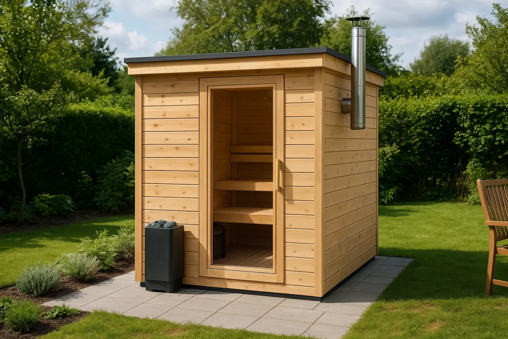 moderne Gartensauna absichern