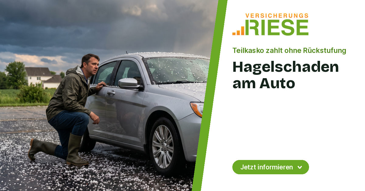 Auto mit Hagelkörnern auf der Motorhaube nach einem Sommergewitter