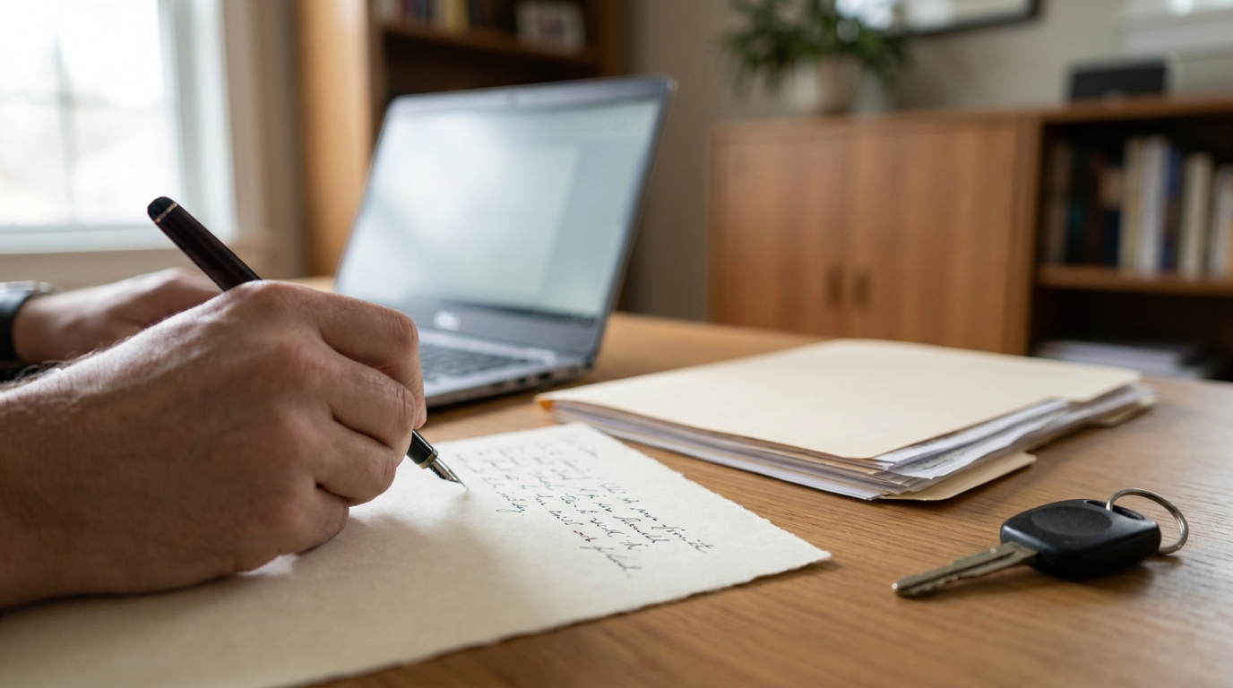 Schriftliche Zahlungsaufforderung an die gegnerische Versicherung wird vorbereitet