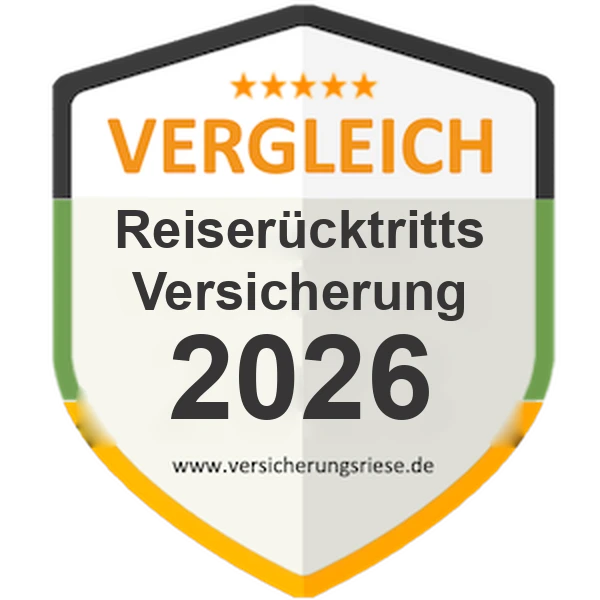Reiserücktrittsversicherung Vergleich 2026 – Siegel von Versicherungsriese